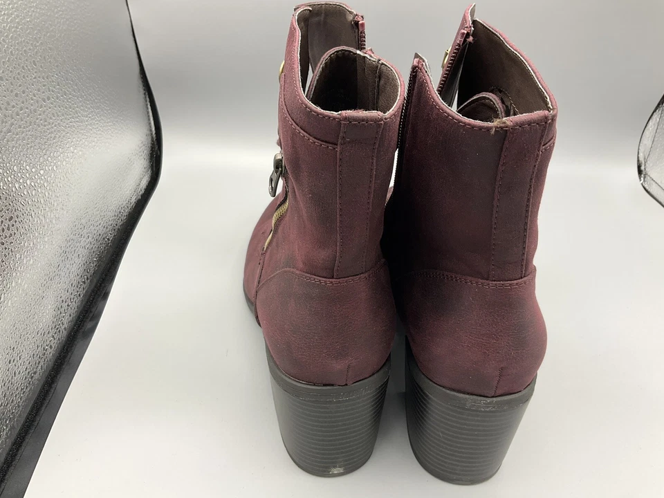 Bota Dorian WHITE MOUNTAIN 11 W Tobillo Borgoña Tacón Grueso Con Cordones Cremallera*Bonita Foto 3 de 4