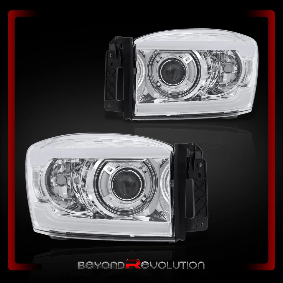 For 2006-2008 Ram 1500 LED DRL Projector Headlight Signal Lamp Left+Right Chrome Foto 3 de 4