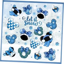 Winter Blue Window Clings 4 Sheets, Let It Snow Wreath Hot Winter Cartoon