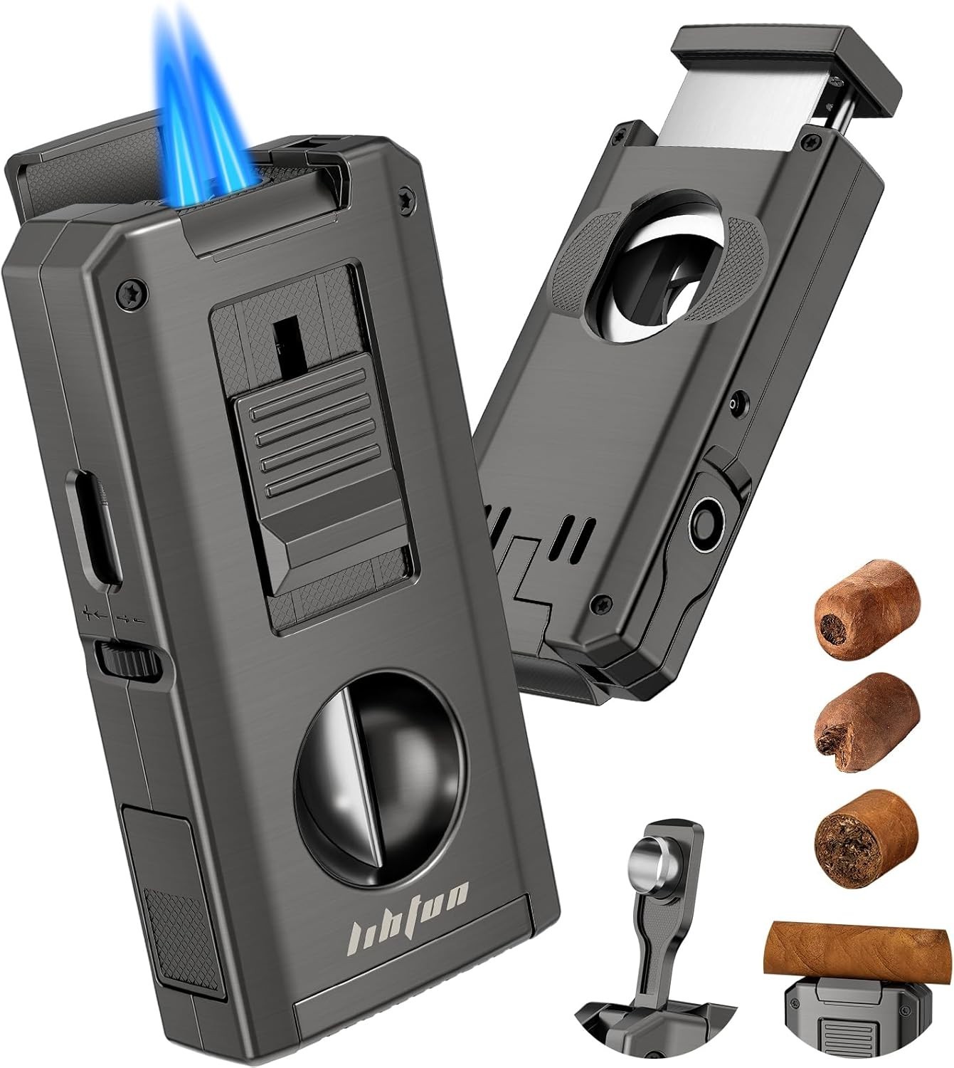 Built-in One-touch Cigar Cutter V-cut And Straight C