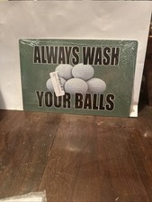 Funny Golf Metal Tin Sign Wall Decor Always Wash Your Balls Man Cave Bar Golfer