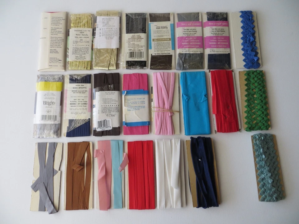 Cinta de costura Wright's Talon. Encuadernación de Costuras, Rick Rack, Cinta Sesgada Lote Surtido de 23 Foto 2 de 2