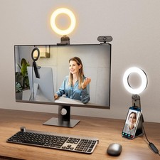 Ring Light for Laptop Desk Clip On,Small Computer Video Conference Lighting w...