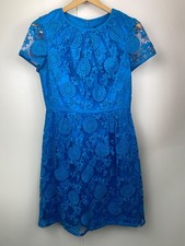 Adrianna Papell Blue Scalloped Lace Dress Size 8