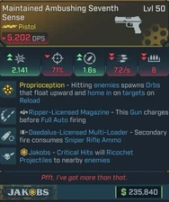 Borderlands 4 SEVENTH SENSE JAKOBS DAEDALUS SNIPER RIPPER PS5/XBOX/PC