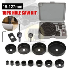 US 16 Set Hole Saw Cutter Set 3/4" - 5" Wood Plastic Sheet Metal Drill Bit Kit