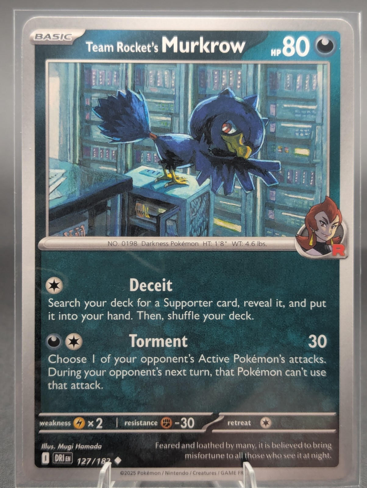 Team Rocket's Murkrow 127/182 Pokemon Destined Rivals Rare NM - Mint