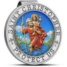 St Christopher Medal for Car Saint Christopher Medal for Car Visor Clip Col
