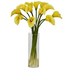 Mini Calla Lily Silk Flower Arrangement - Yellow