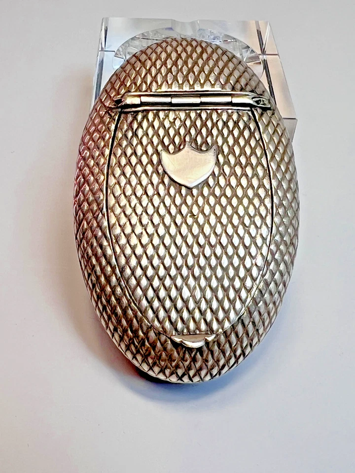 Caja curva tabaco tabaco plata maciza holandesa antigua 19c. Guilloché diamante dorado Foto 2 de 4