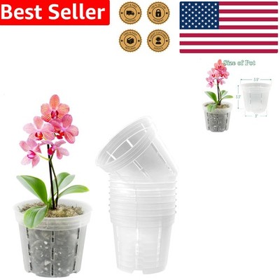 Clear PP Slotted Drainage Repotting Plant Nursery 8 Pack