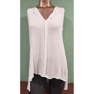 Bobeau Collection White Sleeveless High Low V-Neck Tunic Blouse XL