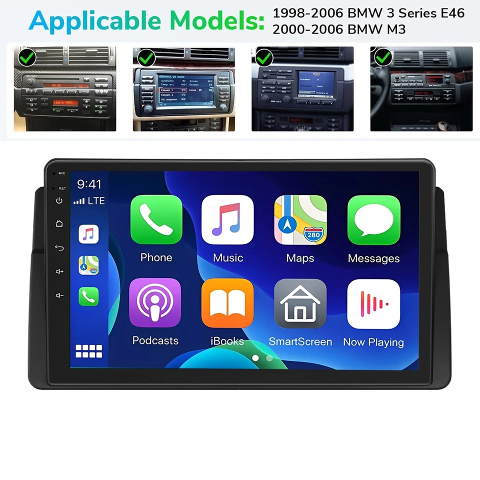 64G Para BMW Serie 3 325i 330i M3 323i E46 99-05 Android Carplay Coche Radio Navegación Foto 4 de 4