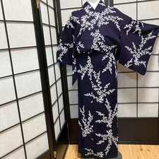 8756 Japanese Yukata Womens Vintage Fabric Cotton Robe Kimono Traditional