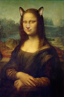 Mona Lisa Cat Filter Parody Funny Cool Wall Decor Art Print Poster