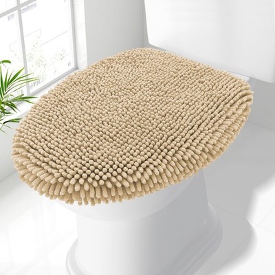 Smiry Soft Chenille Bathroom Toilet Lid Cover Machine Washable Covers 17.5X15