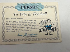 Vintage Scanlens 1968 Card only Permit to Win at Football approx 88mmx64mm