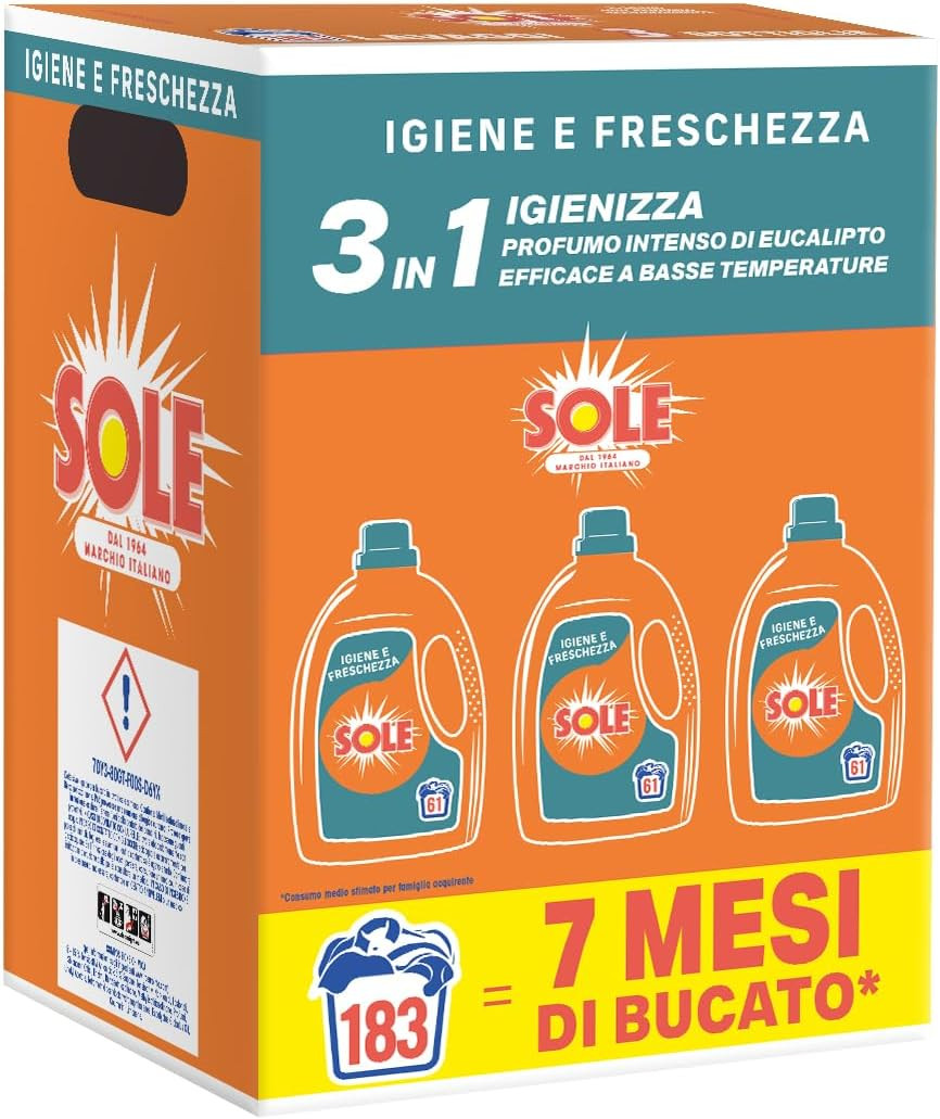 Detersivo Lavatrice Sole Igiene e Freschezza 183 Lavaggi Offerta