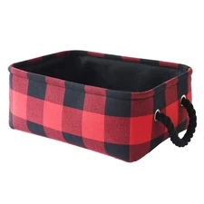 Christmas Basket Red Black Plaid Basket for Decor Gifts Empty Toy Basket Storage