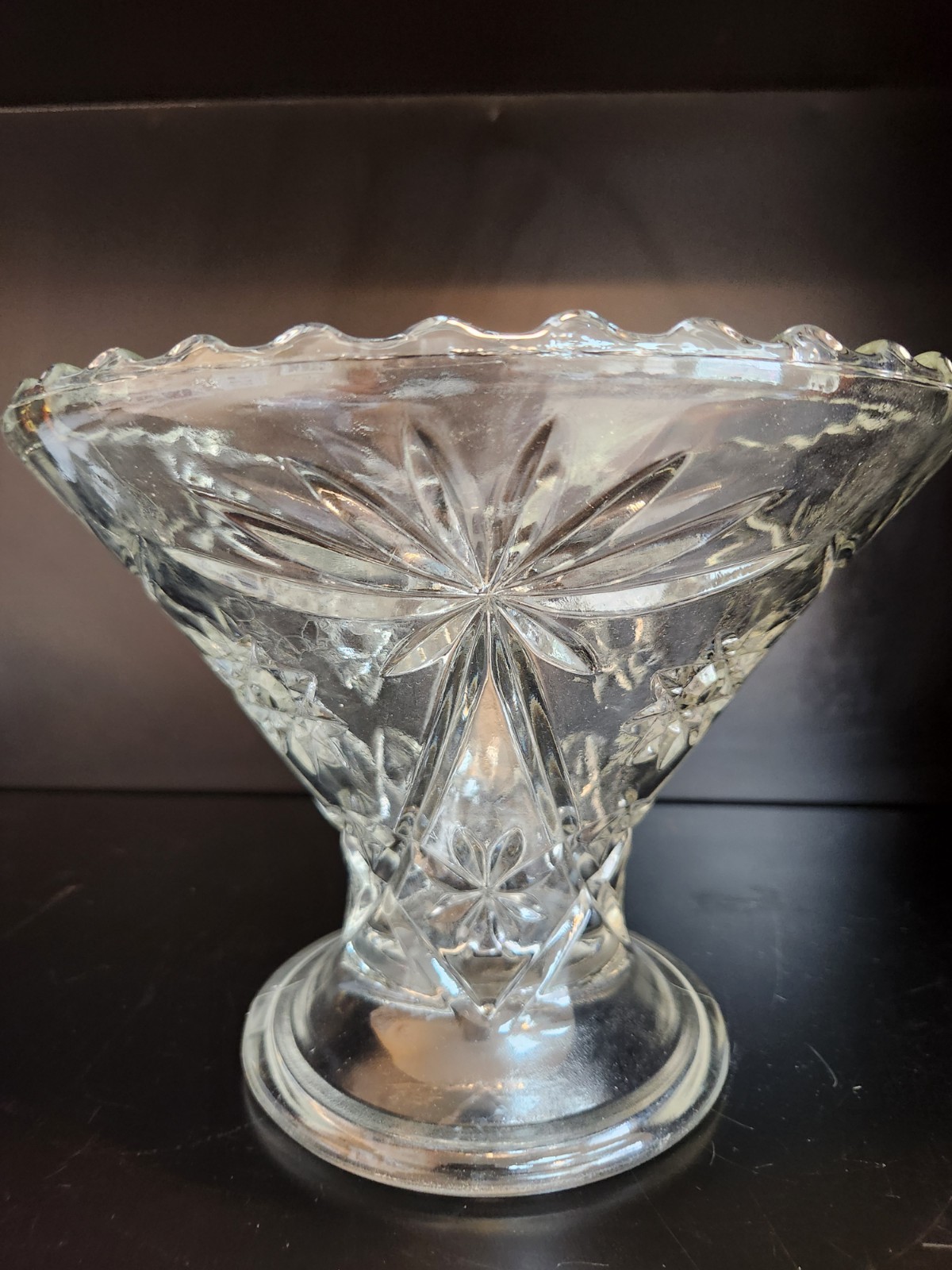 Vintage Anchor Hocking Star of David Glass Punch Bowl Set