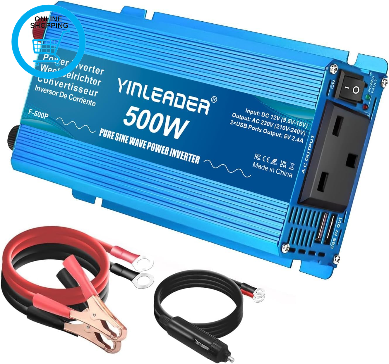 500W Pure Sine Wave Power Inverter DC 12V to 240V AC Car Power Converter /1000W