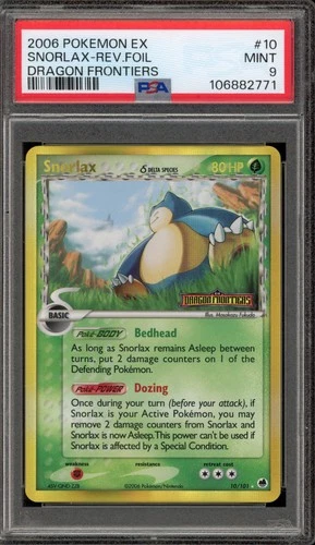 Pokemon Snorlax EX Dragon Frontiers Reverse Holo Rare #10 PSA 9 Mint