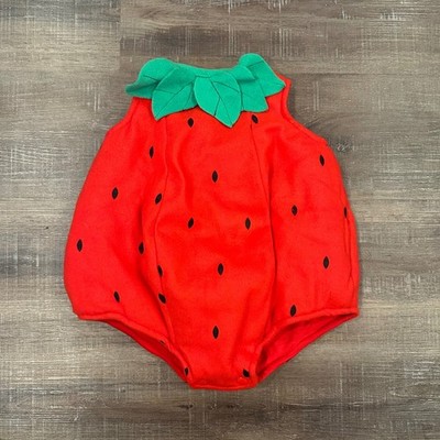 Dress Up America Baby Strawberry Costume Romper Red Green 6-12 Months Halloween