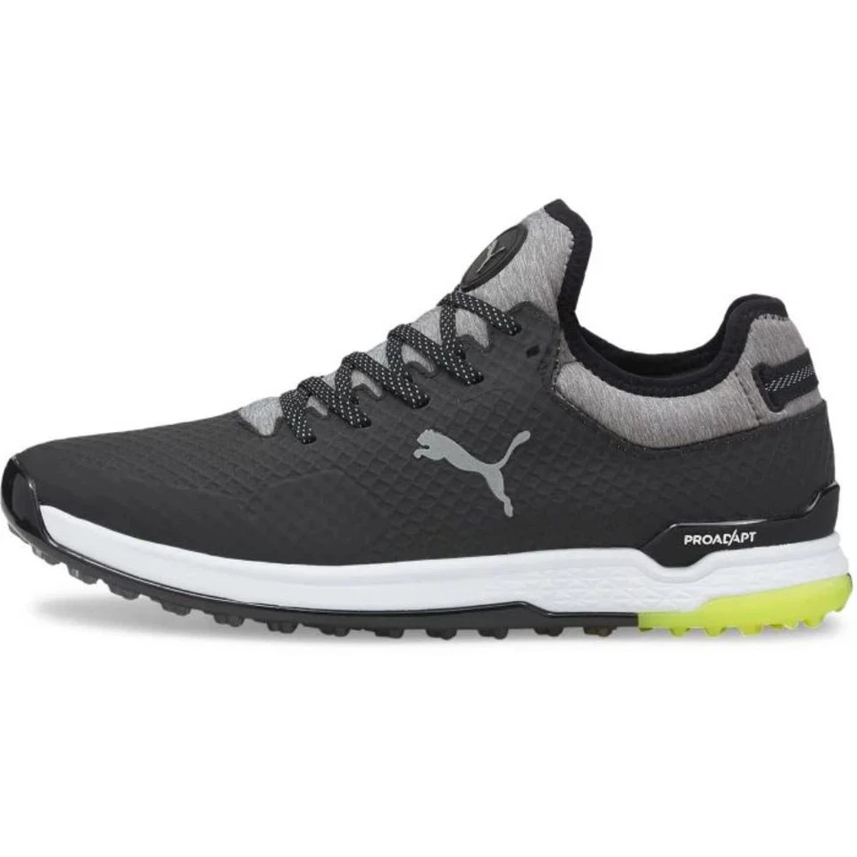 Tênis de golfe masculino Puma Proadapt Alphacat 19569507 - Preto/prata/amarelo - NOVO - Imagem 2 de 4