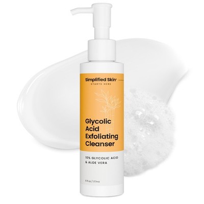 Glycolic Acid Face Wash for Exfoliating & Anti-Aging - 10% AHA Cleanser to Re...