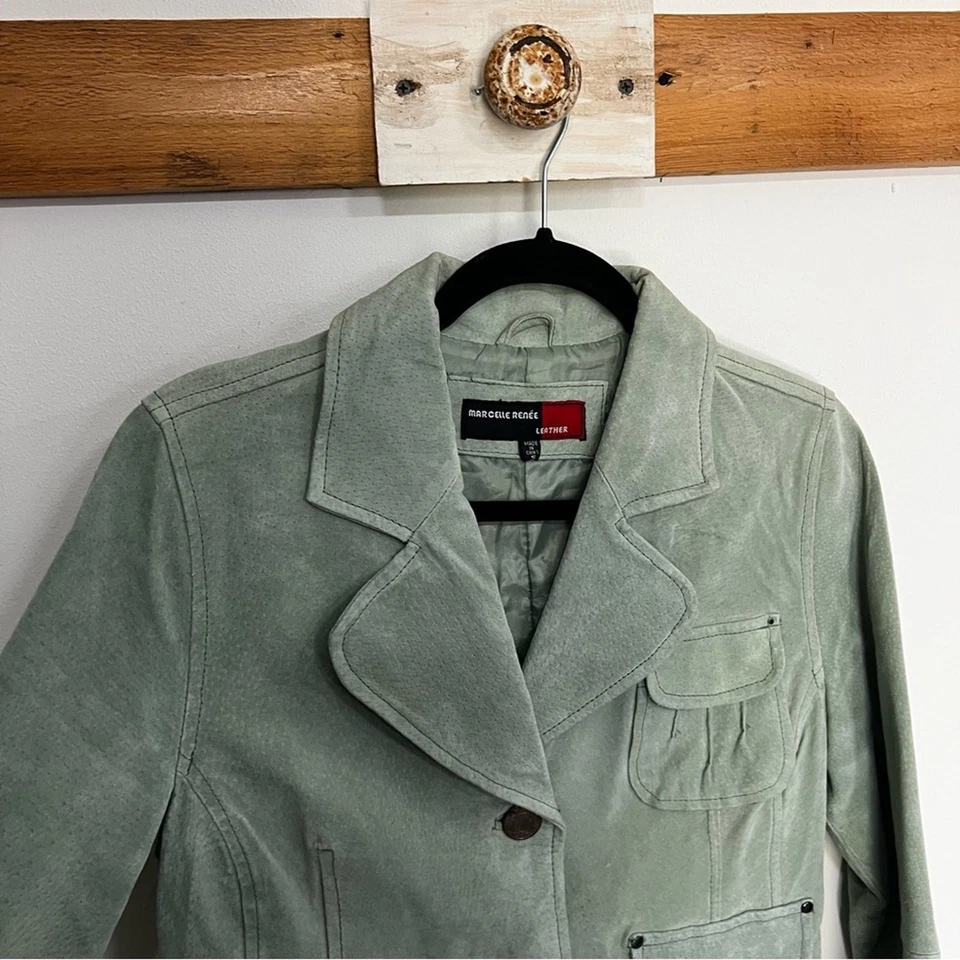 Chaqueta de cuero gamuza mujer Y2K Marcelle Renee talla pequeña Foto 2 de 4