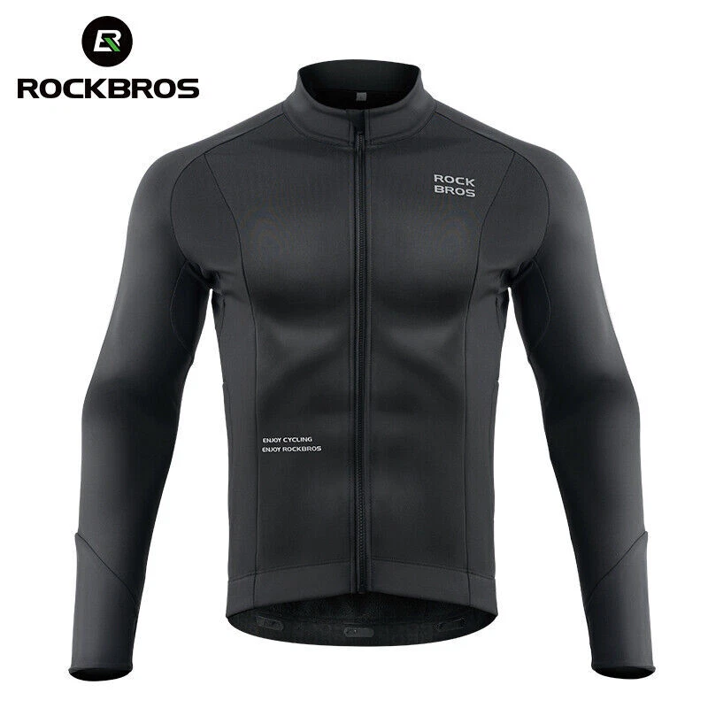 ROCKBROS Fleece Cycling Jersey Winter Long Sleeve Windproof Bicycle Top Jacket - Image 2 of 4