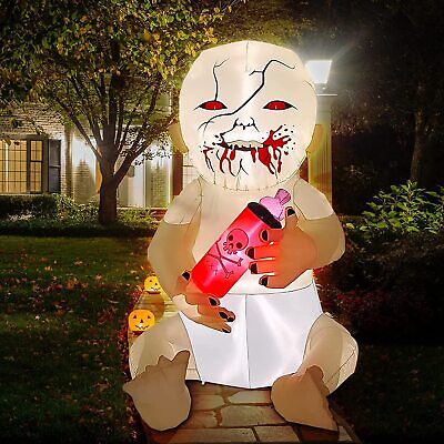 Large Halloween Inflatables Zombie Baby Hold Bloody Bottle Blow Up ...