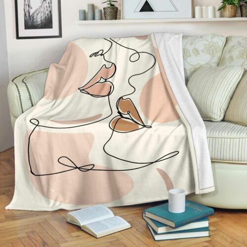 Abstract Beige Woman Lips Art Premium Blanket