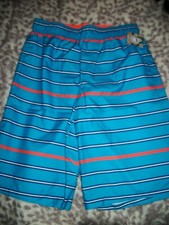 OP Striped Swim Trunks Board Shorts Blue Striped UPF 50 Size XXL