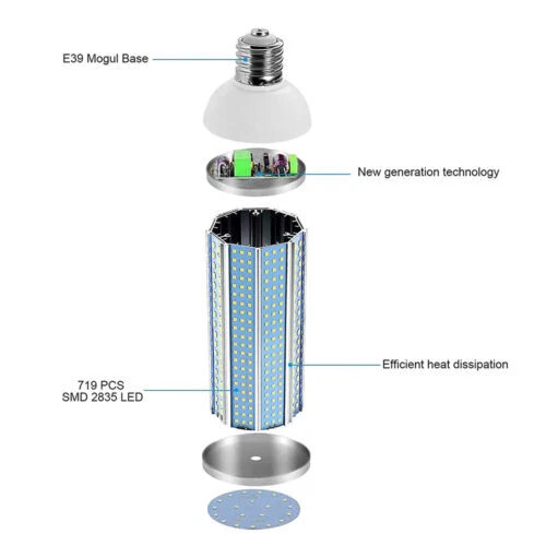 1000W Equivalent LED Corn Light Bulb 100W 12000 Lumen 5000K Daylight White E26 - Image 4 of 4