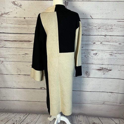 L Academie Sweater Womens Medium Black Ivory Jaren Color Block Long Cardigan - Picture 3 of 7