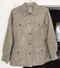 Travelsmith Women’s Bush Poplin Safari Jacket Hiking Travel Beige Khaki Small