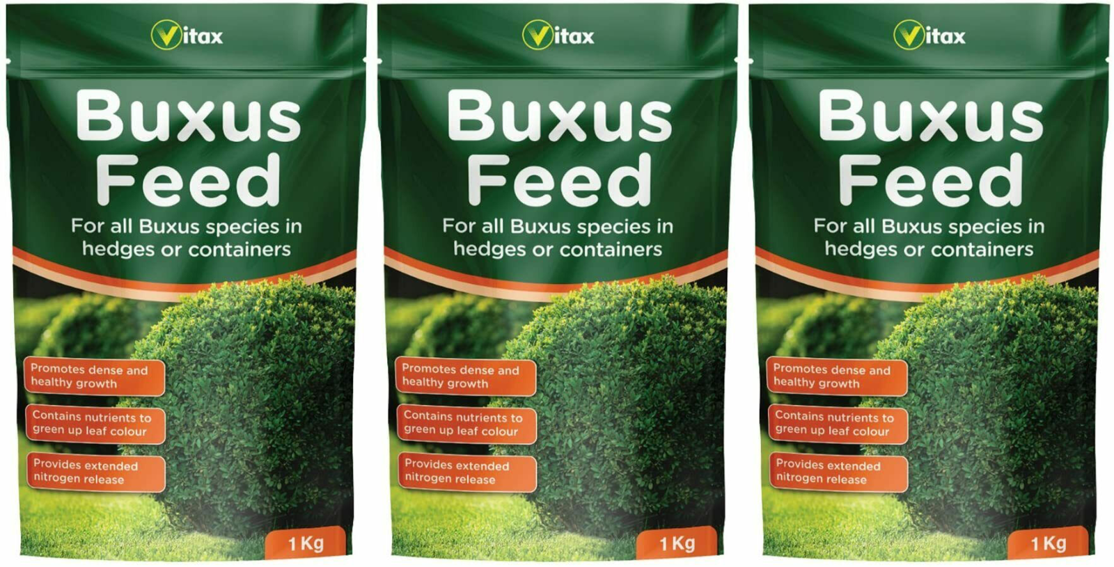 3x Vitax Buxus Species Hedges Container Growth Healthy Plant Feed Fertiliser 1kg