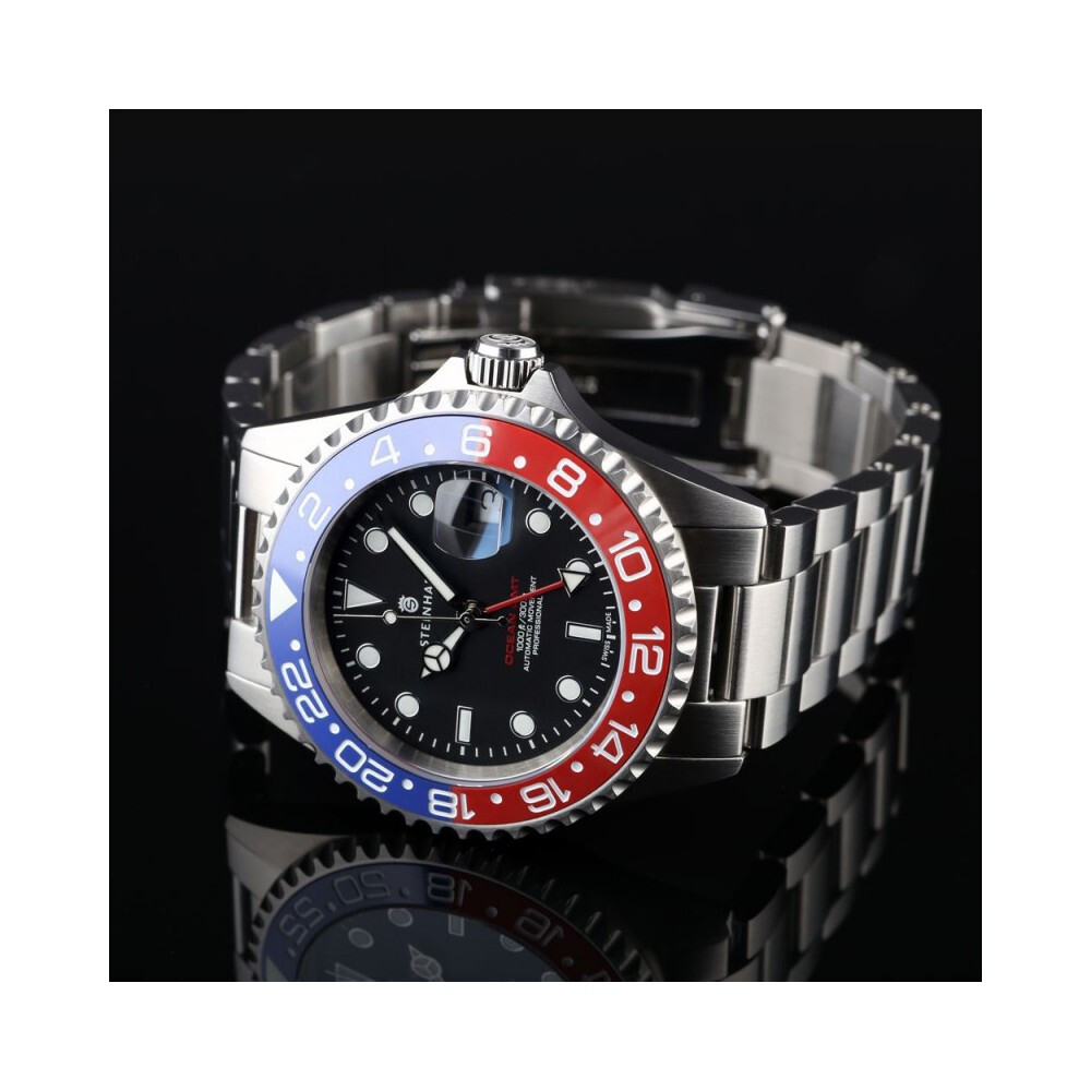 Steinhart Ocean One GMT Blue Red Swiss 42mm Men's Swiss Diver