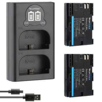 2x Akku + LCD Lader für Canon LP-E6NH 2040mAh EOS R5 R6 Mark II R7 90D 7D XC15