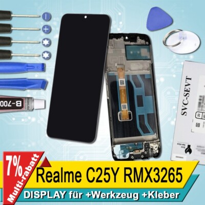 Display Für OPPO Realme C25Y RMX3265 Bildschirm Service Pack Schwarz Rahmen+
