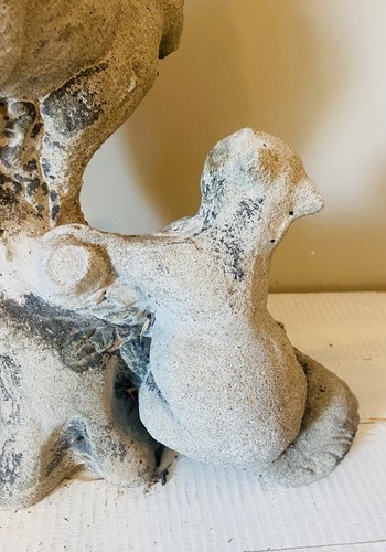Vintage verwittertes Zement Paar Eichhörnchen auf einem Baumstamm Garten Statue 16" hoch - Bild 8 von 10