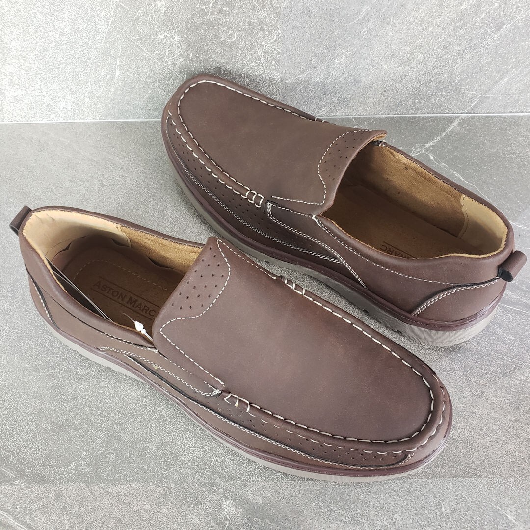 Aston Marc Men\'s Brown Leather‎ Loafers Slip-On Shoes Aston Marc Shoes Mens 10 M Brown Slip On Comfort II Loafers  main image 3