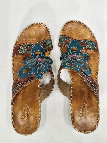 Spring Step Floral Leather Wedge Heel Size EU 42 US 10.5 - 11 bohemian sandals - Picture 9 of 11