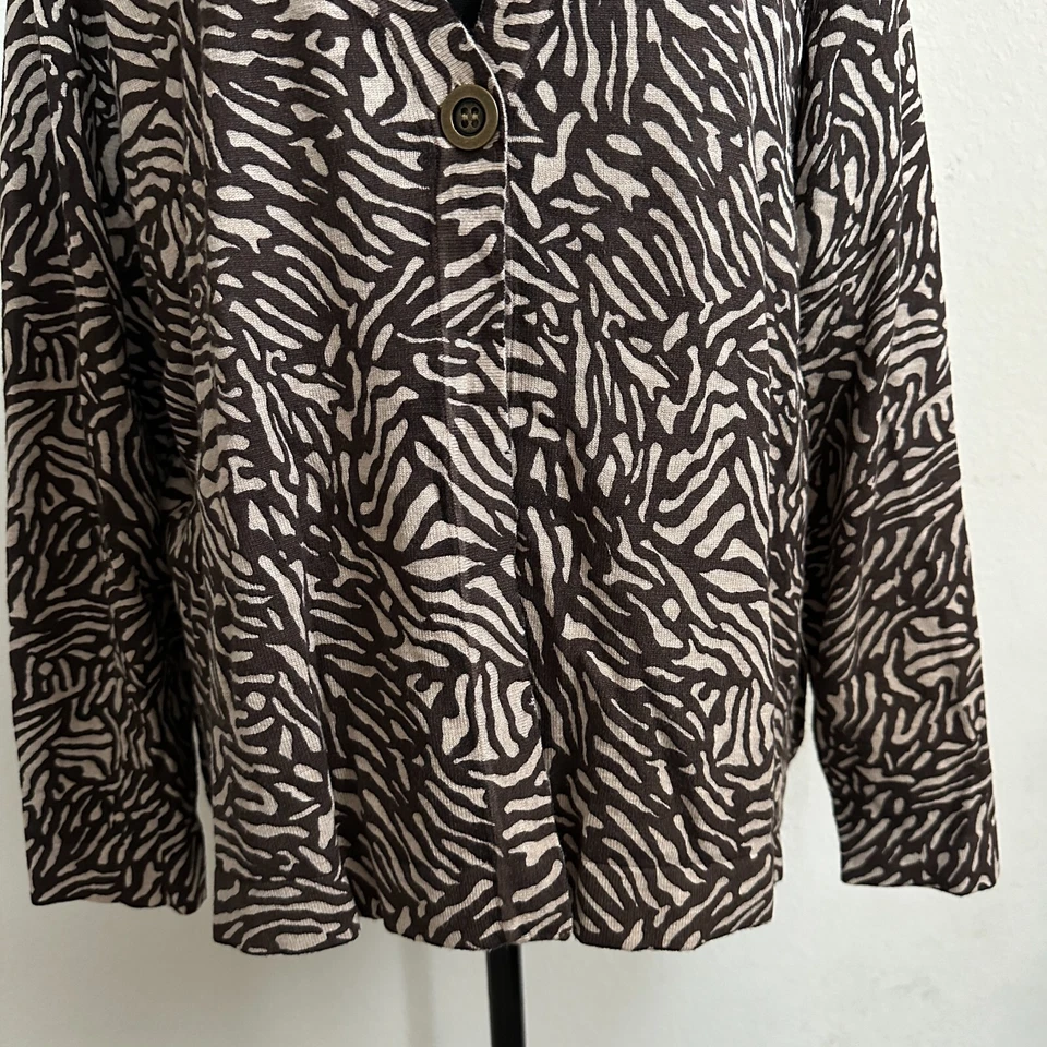 Charter Club Cardigan 2X Plus Brown Knit Geometric Stretch Preppy Office Rayon - Image 3 of 4