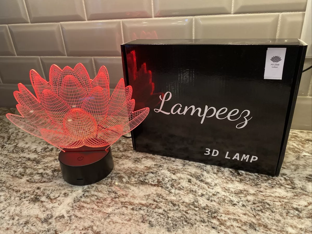 Lampeez Lotus Shaped LED Night Light Lamp Acrylic Bedroom 3D Decoration Gifts