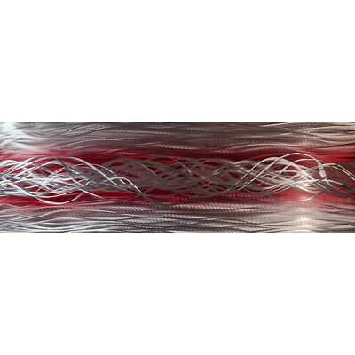 Moderne abstrakte zeitgenössische Metallwandkunst. Gesichert. Rot und Silber 