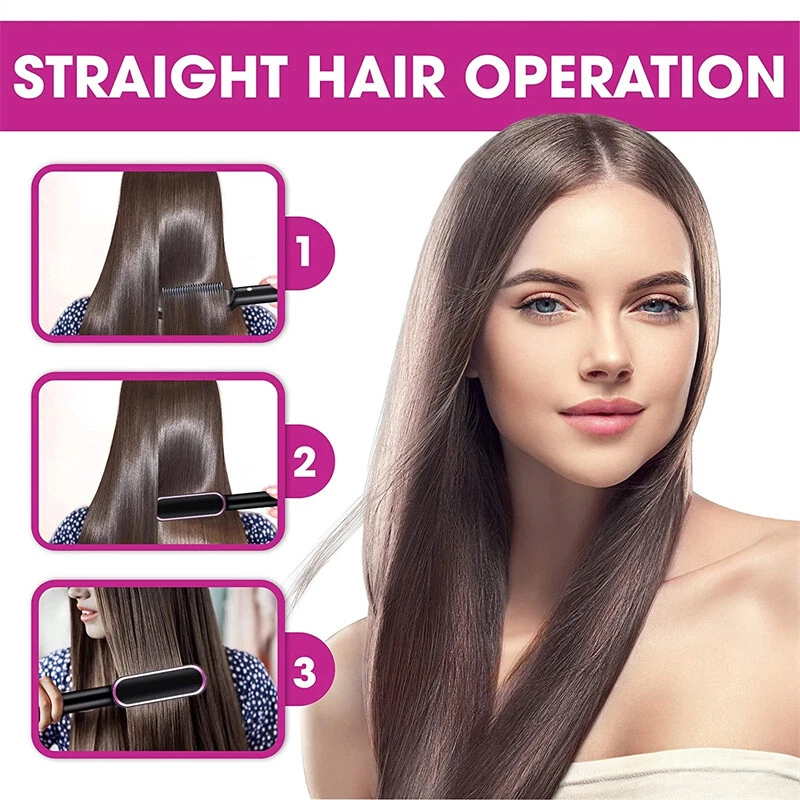 New 2 In 1 Hair Straightener Hot Comb Negative Ion Curling Tong Dual-purpose Ele - Image 2 of 4
