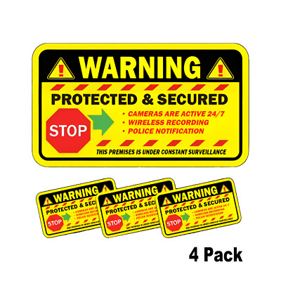 4 pack Security Camera Sticker