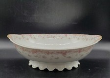 Vintage Haviland Limoges Porcelain Oval Vegetable Serving Bowl Footed Pink Rose